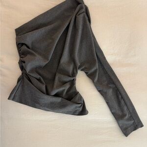 NWOT Zara Gray One-Shoulder Blouse